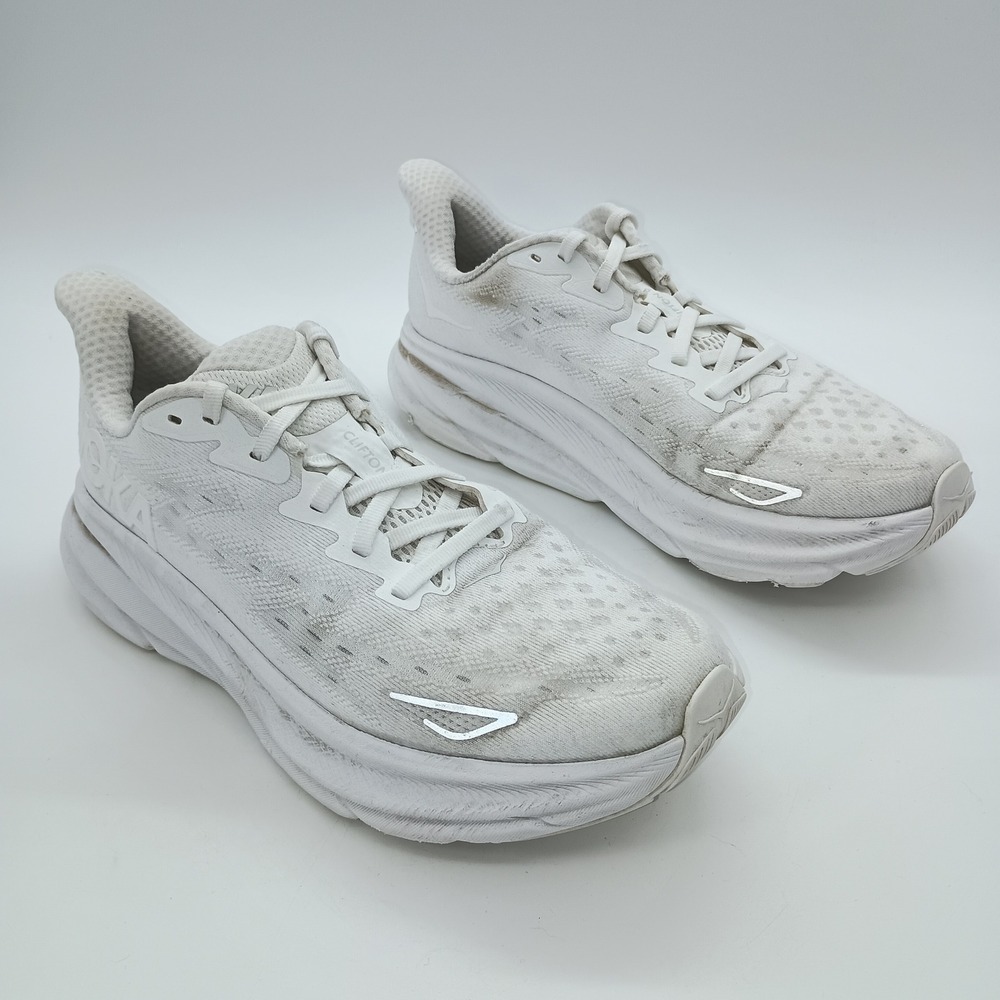 Hoka Clifton 9 White Running Shoes Womens 8B 1127896 Sneaker